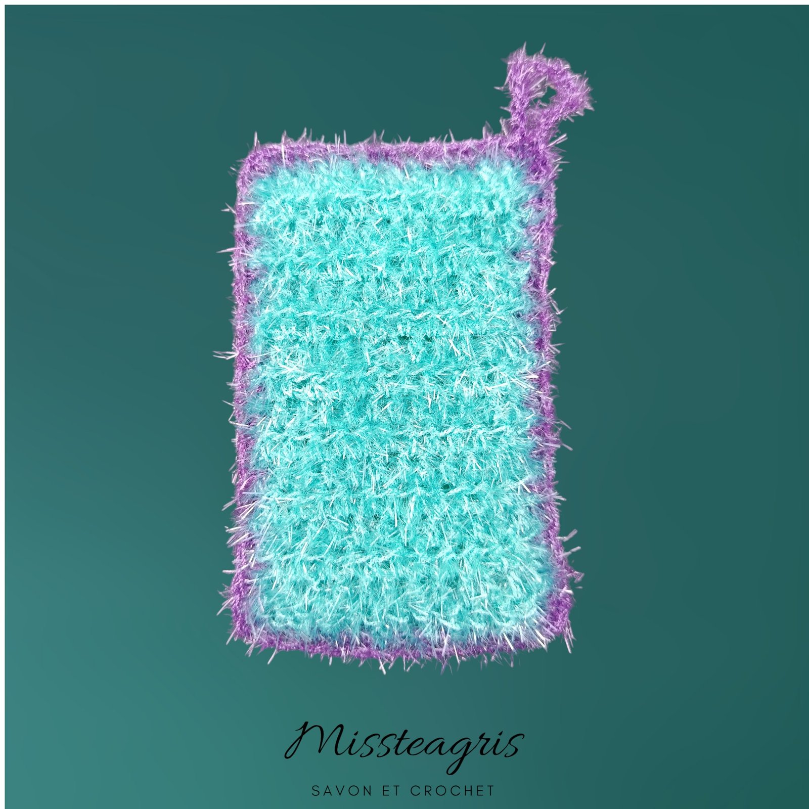 éponge rectangle turquoise et violette éponge rectangle turquoise et violette